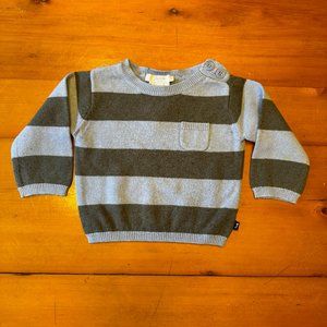 Blue and Olive Green Striped Jacadi Sweater (6M)
